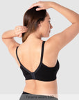Back of Caress Bamboo Wirefree Nursing Bra in Black