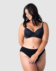Olivia, embracing comfort and style in the Forever Yours maternity, nursing, and breastfeeding bra in 14/36D from Hotmilk Lingerie US. This bra offers flexiwire support with a contour padded cup, providing unmatched comfort, style, and shaping