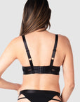 Rear view of the Goddess Black nursing and maternity bra by Hotmilk Lingerie US, featuring floral lace design and contemporary strap detailing. Explore its alluring styles for special occasions with a touch of sexiness