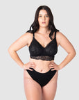 Hotmilk Lingerie US's best-selling sheer lace nursing bralette, as showcased on Olivia. The Heroine nursing bralette is a hospital bag essential and an ideal gift for new mothers. A perfect choice if you're unsure of your bra size. This versatile crop-style nursing bra adapts to varying cup sizes, making postpartum breastfeeding easier