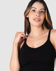 close up of Hotmilk Lingeries perfect maternity and nursing camisole, the soft cotton blend multi fit camisol, for nursing and long enough to cover pregnant belly during pregnancy