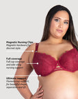 Discover the Key Features of Hotmilk Lingerie's True Luxe Persian Rose Maternity and Nursing Bra. Experience the Sensual Comfort of Flexi Underwire, Elevating Your Maternity Wardrobe to a New Level of Style and Functionality