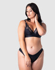 HOTMILK US WARRIOR PLUNGE BLACK CONTOUR NURSING MATERNITY BRA - FLEXI UNDERWIRE