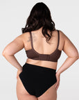 Back view of Hotmilk My Everyday Busty nursing bra in Chocolate showing 6-hook 4-row wide closure and double-layer smoothing back