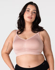 Hotmilk My Everyday FlexFit Nursing Bra in Dusky Pink – seamless recycled nylon nursing bra with side sling for skin-to-skin support