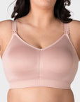 Hotmilk My Everyday FlexFit Nursing Bra in Dusky Pink – three-quarter view showing full coverage moulded cups and adjustable straps