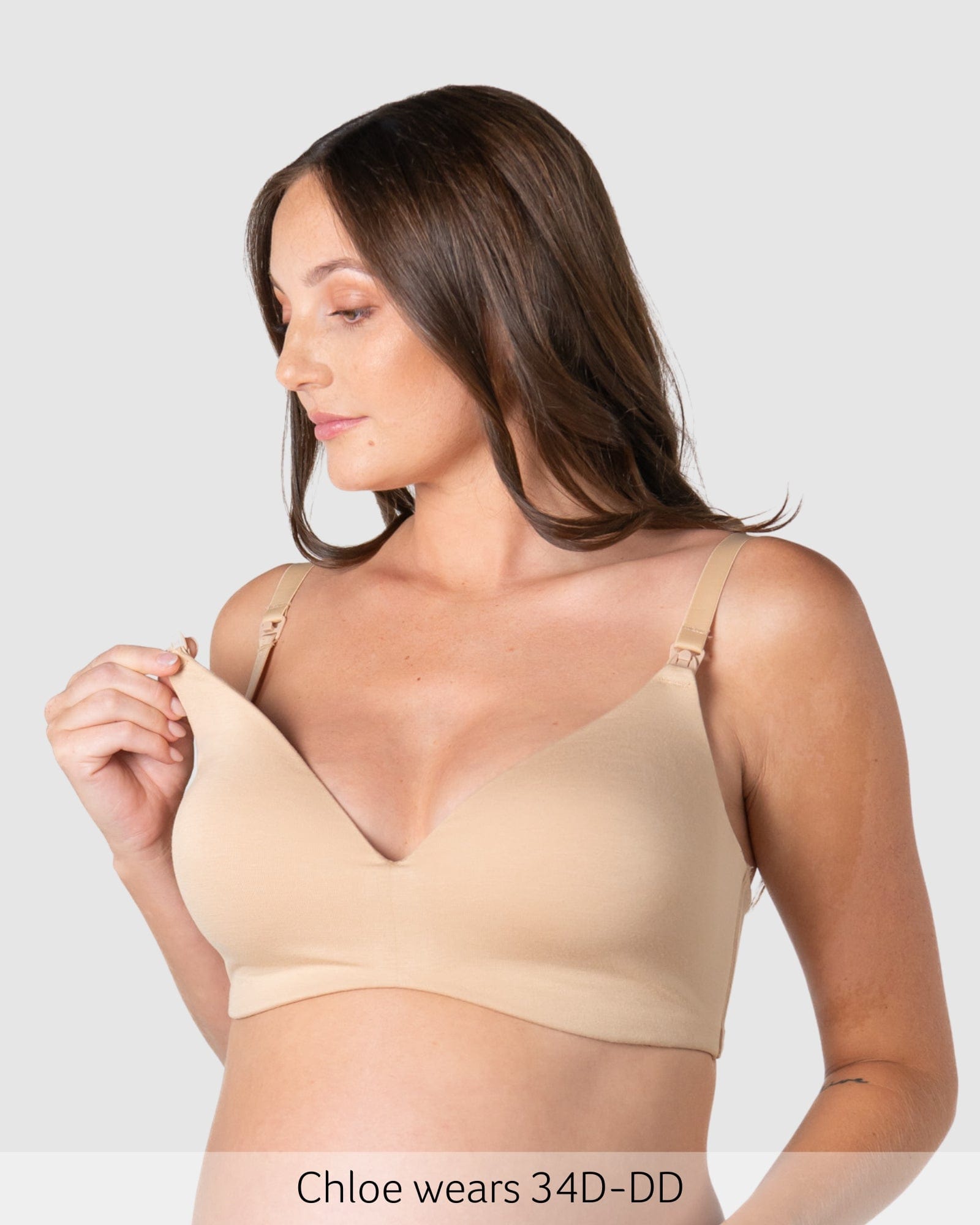 Nursing clip of Embrace Leakproof T-Shirt Nursing Bra - Frappe