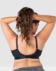 Back of Flawless Sheer Plunge Nursing Bra - Black Busty
