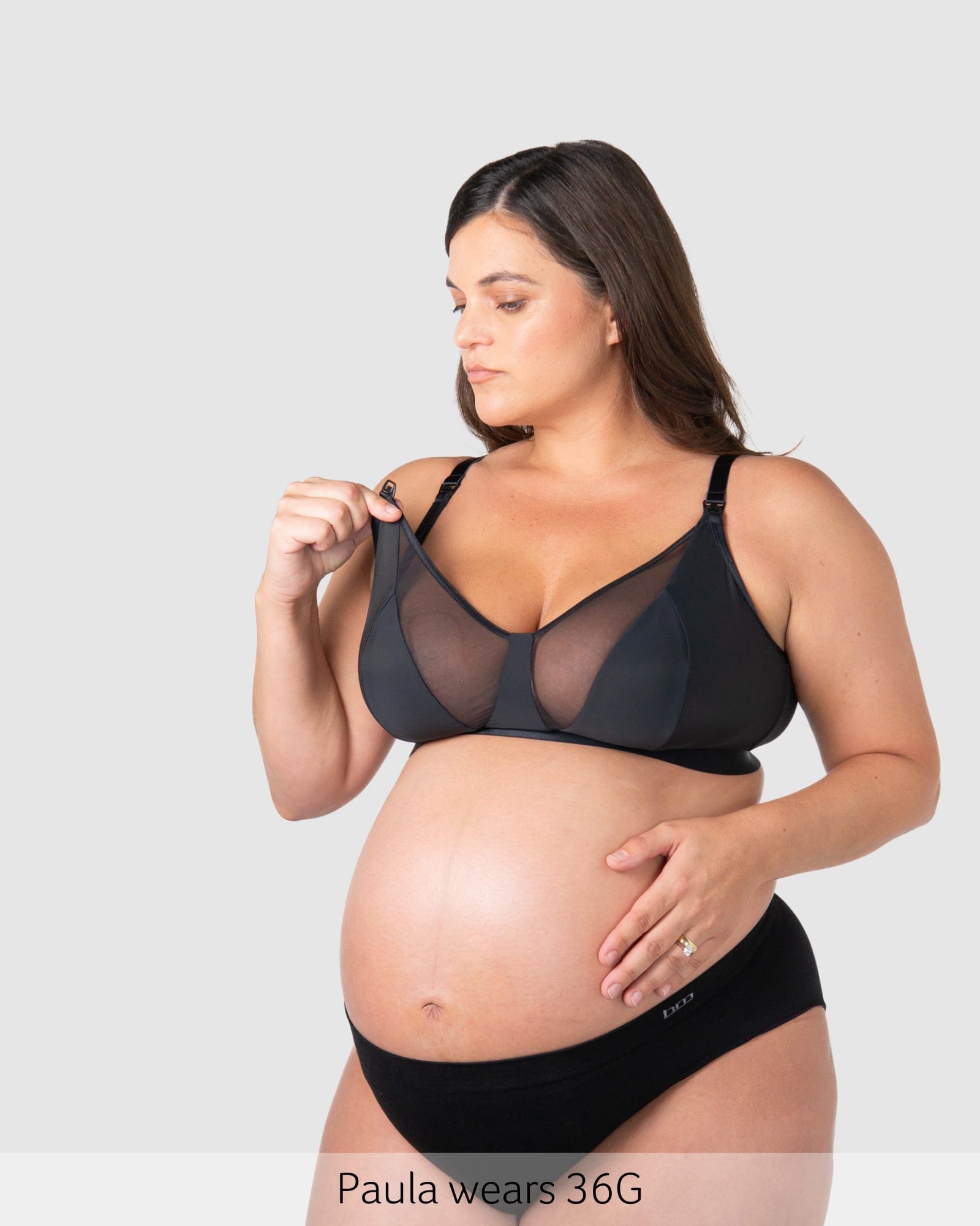 Nursing Clip on Flawless Sheer Plunge Nursing Bra - Black Busty