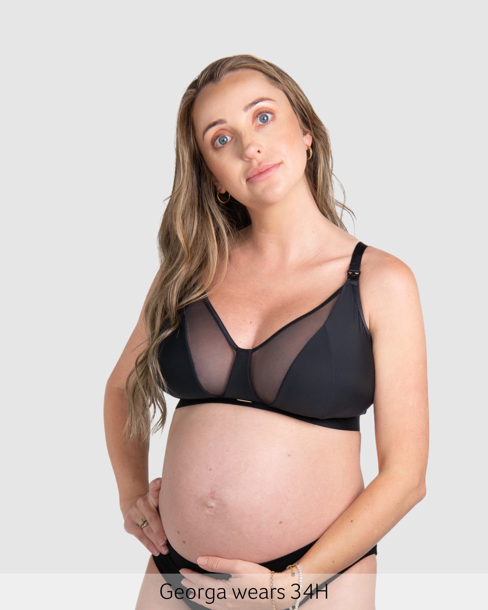 Flawless Sheer Plunge Nursing Bra - Black Busty
