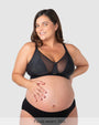 Flawless Sheer Plunge Nursing Bra - Black Busty