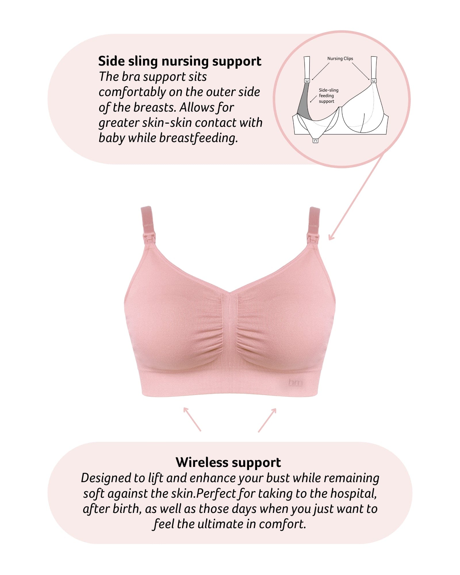 Technical features of My Necessity Wirefree Nursing Bra in Blush