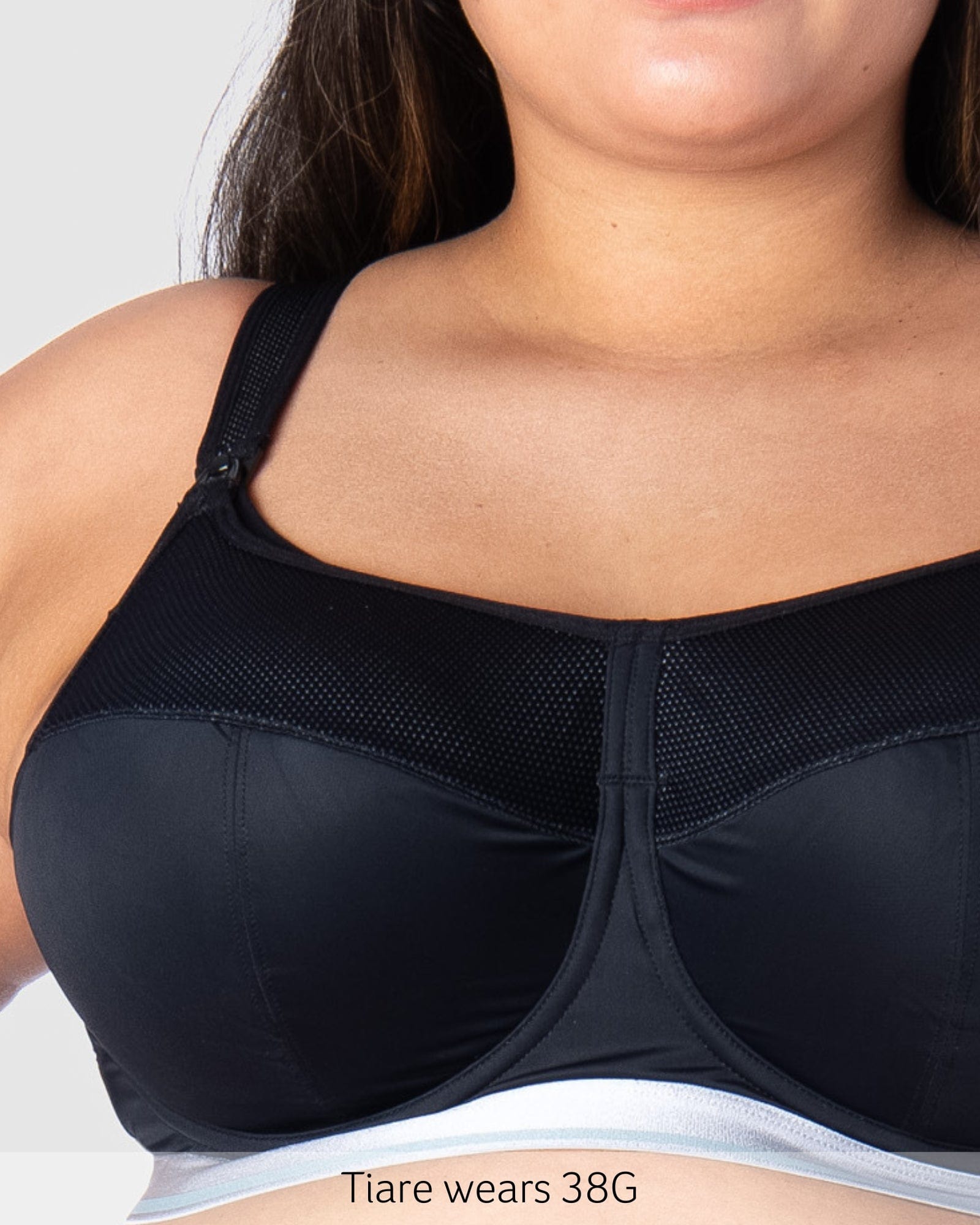 Close up of Reactivate Sports Nursing Bra - Black