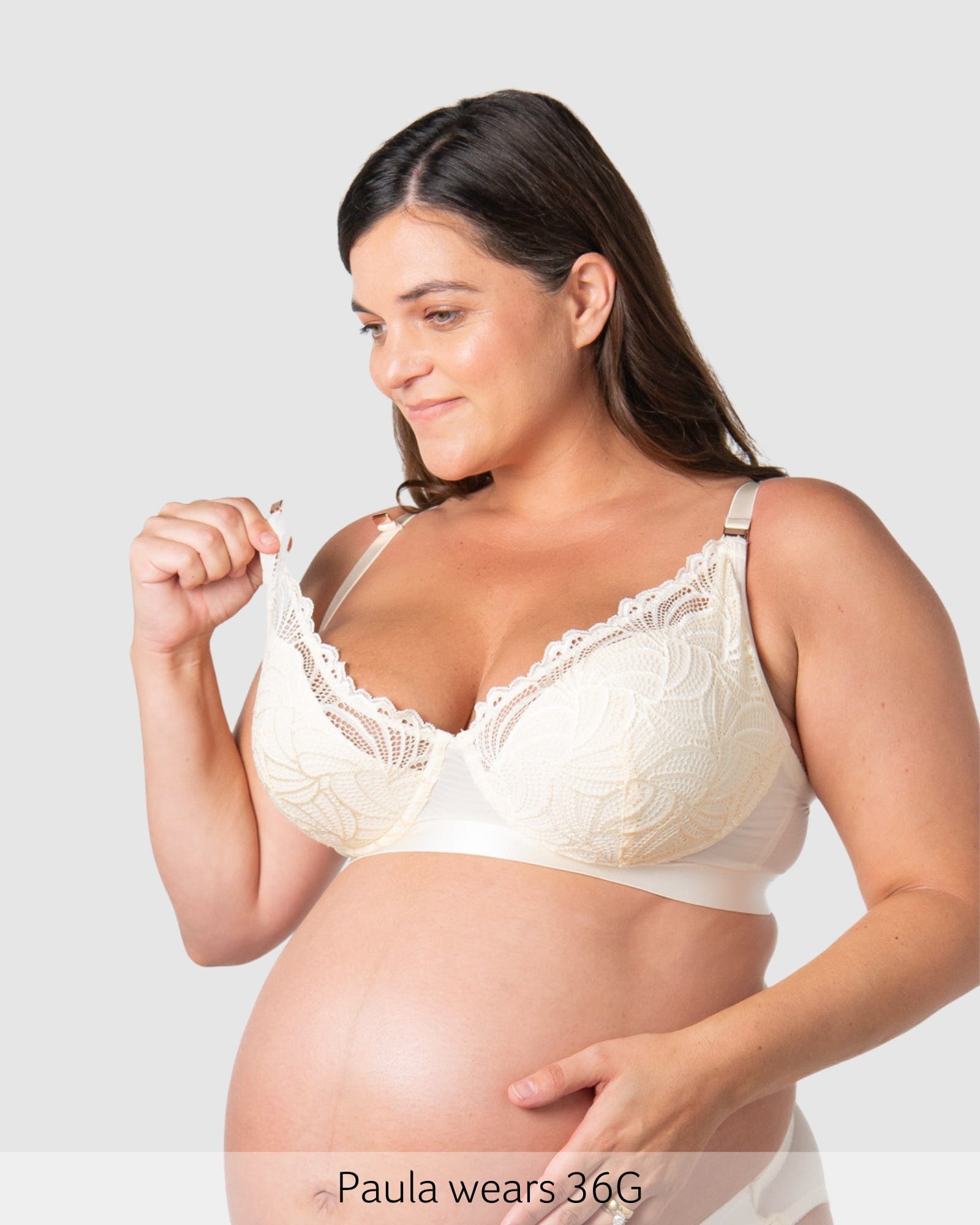 Nursing clips on Warrior Plunge Nursing Bra - Ivory