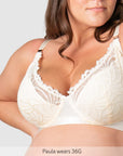 Close up of Warrior Plunge Nursing Bra - Ivory