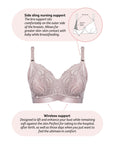 Technical features of Warrior Wirefree Soft Cup Nursing Bra in Blush