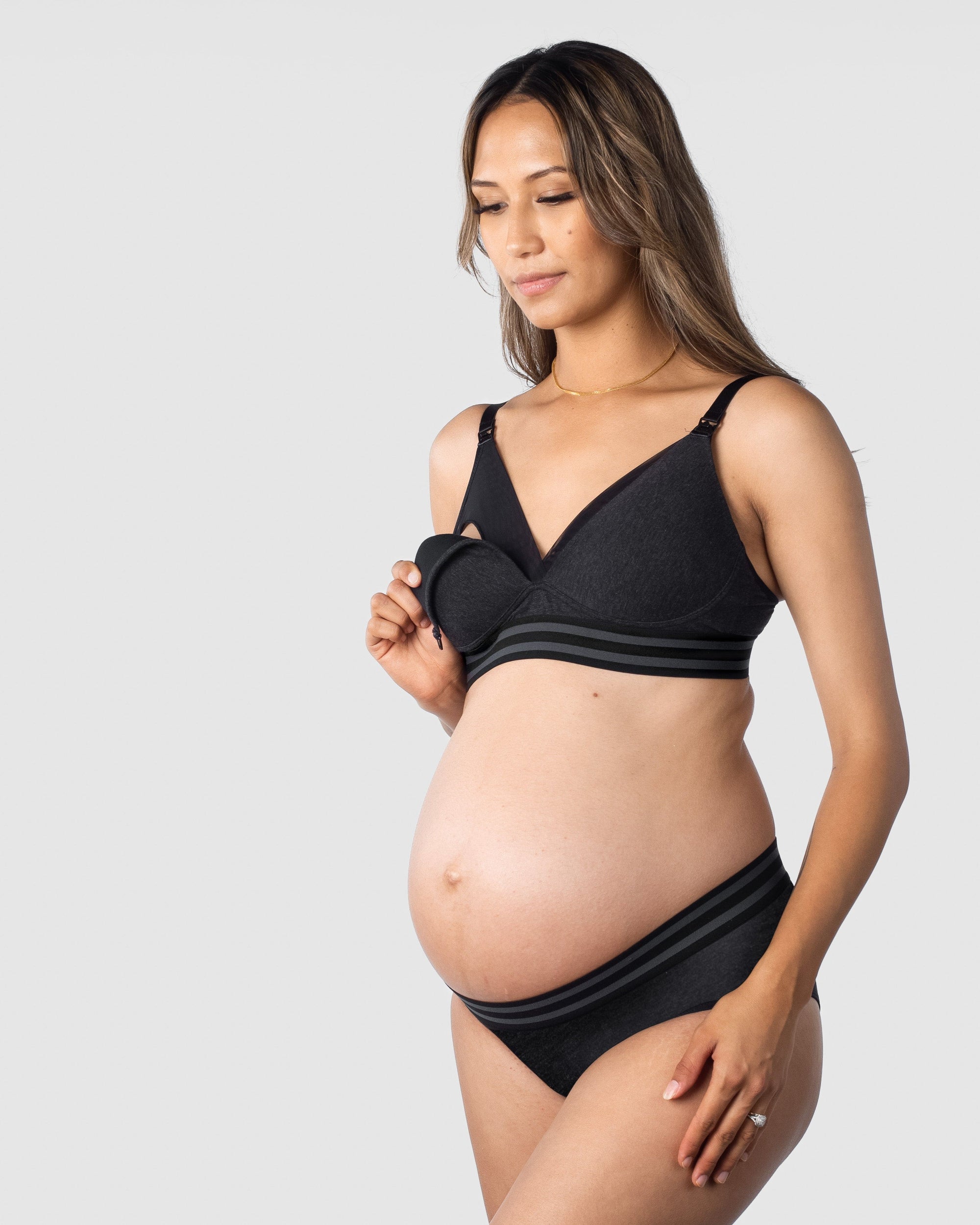 Elevate Cotton Grey Marle T-Shirt Nursing Bra - Wirefree