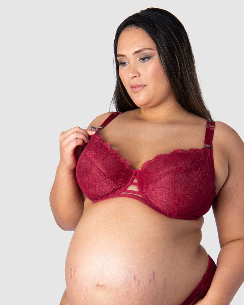 True Luxe Plunge Nursing Bra - Persian Rose Hotmilk Lingerie True Luxe Plunge Nursing Bra - Persian Rose Hotmilk Lingerie