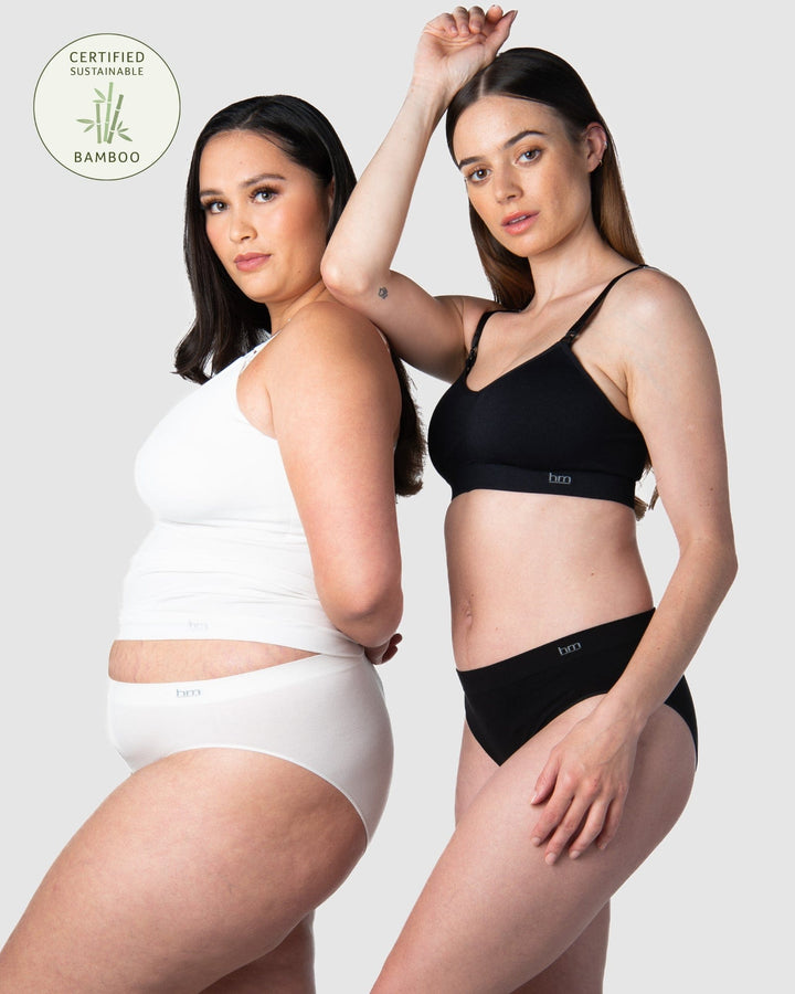 HOTMILK MATERNITY NURSING MY NECESSITY SEAMLESS BLACK / IVORY BIKINI BRIEF - 2PK