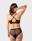 Effortless Sculpt Bra Black — back view showing free-cut microfibre band — Hotmilk Evolve
