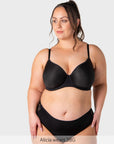 Effortless Sculpt Bra Black — full bust t-shirt bra with underarm smoothing panel — Hotmilk Evolve