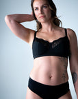 Hotmilk Evolve Luxe Black wirefree bra — back smoothing finish, adjustable straps