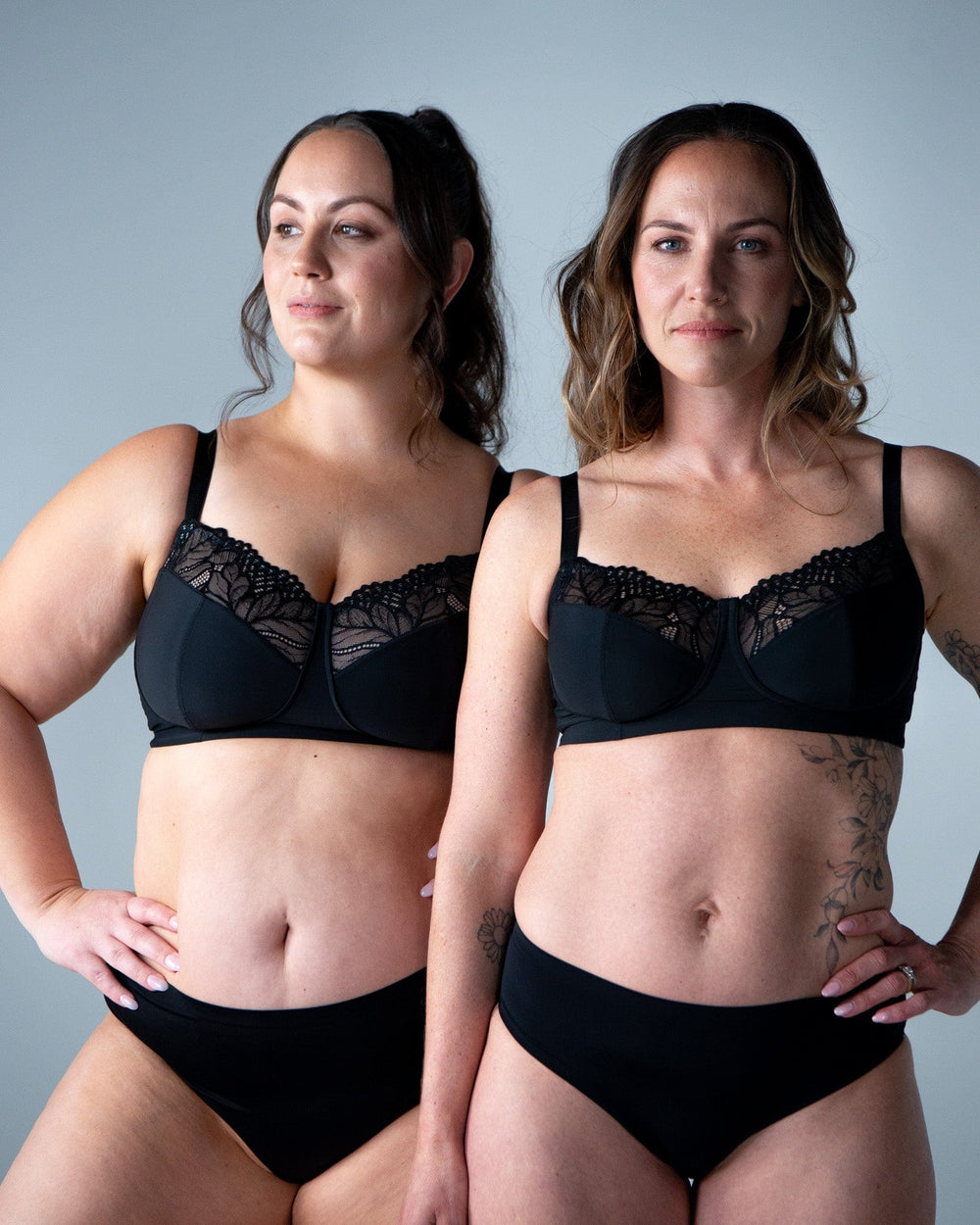 Luxe Wirefree Full Cup Bra in Black — soft cup wirefree bra with lace detail — Hotmilk Evolve