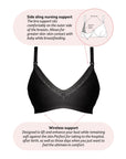 Technical features of Caress Bamboo Wirefree Nursing Bra in Black