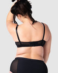 Rear view of Hotmilk Lingerie US's Enlighten Balconette maternity, nursing, and breastfeeding bra, featuring 6 rows of hook and eye closures for flexible and supportive fit