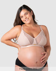 Flawless Full Cup Plunge Nursing Bra in Cashmere — nude lace plunge nursing bra — Hotmilk Lingerie