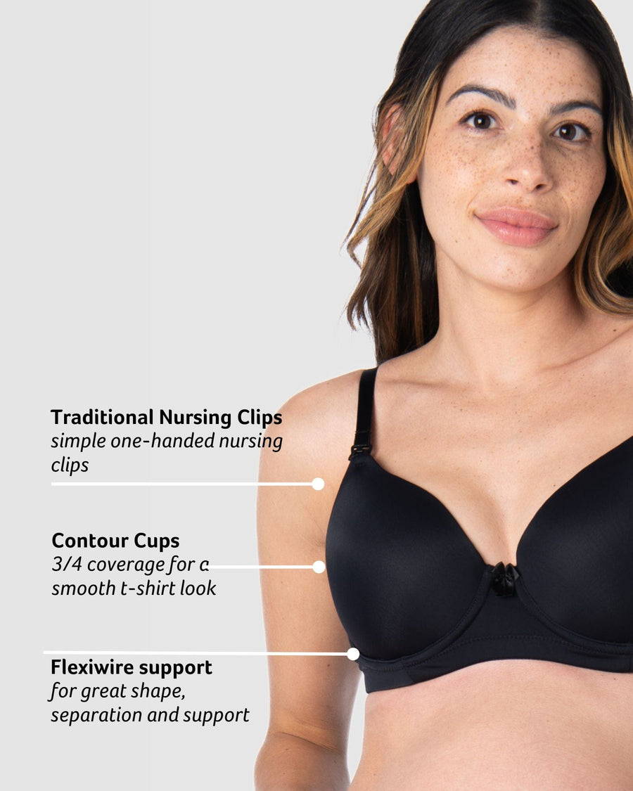 FOREVER YOURS BLACK CONTOUR NURSING BRA - FLEXI UNDERWIRE