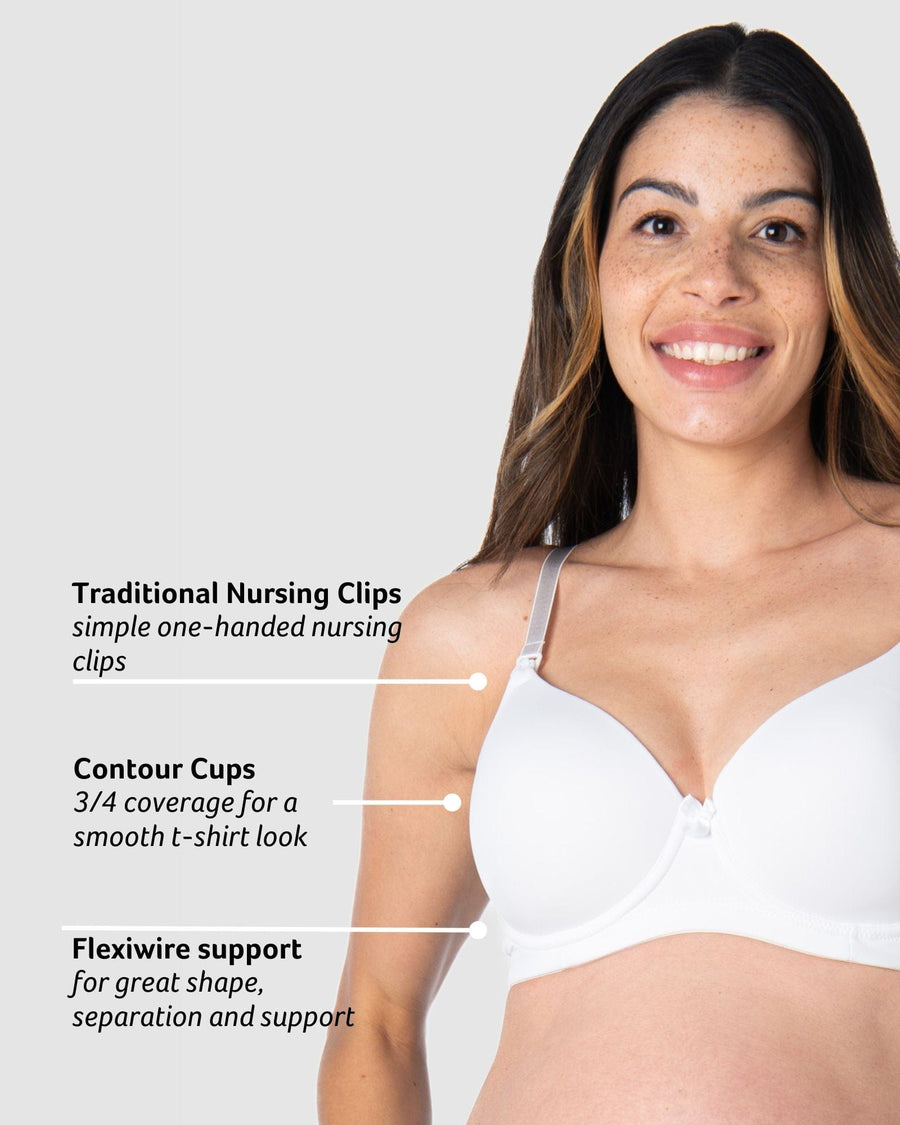 FOREVER YOURS WHITE CONTOUR NURSING BRA - FLEXI UNDERWIRE