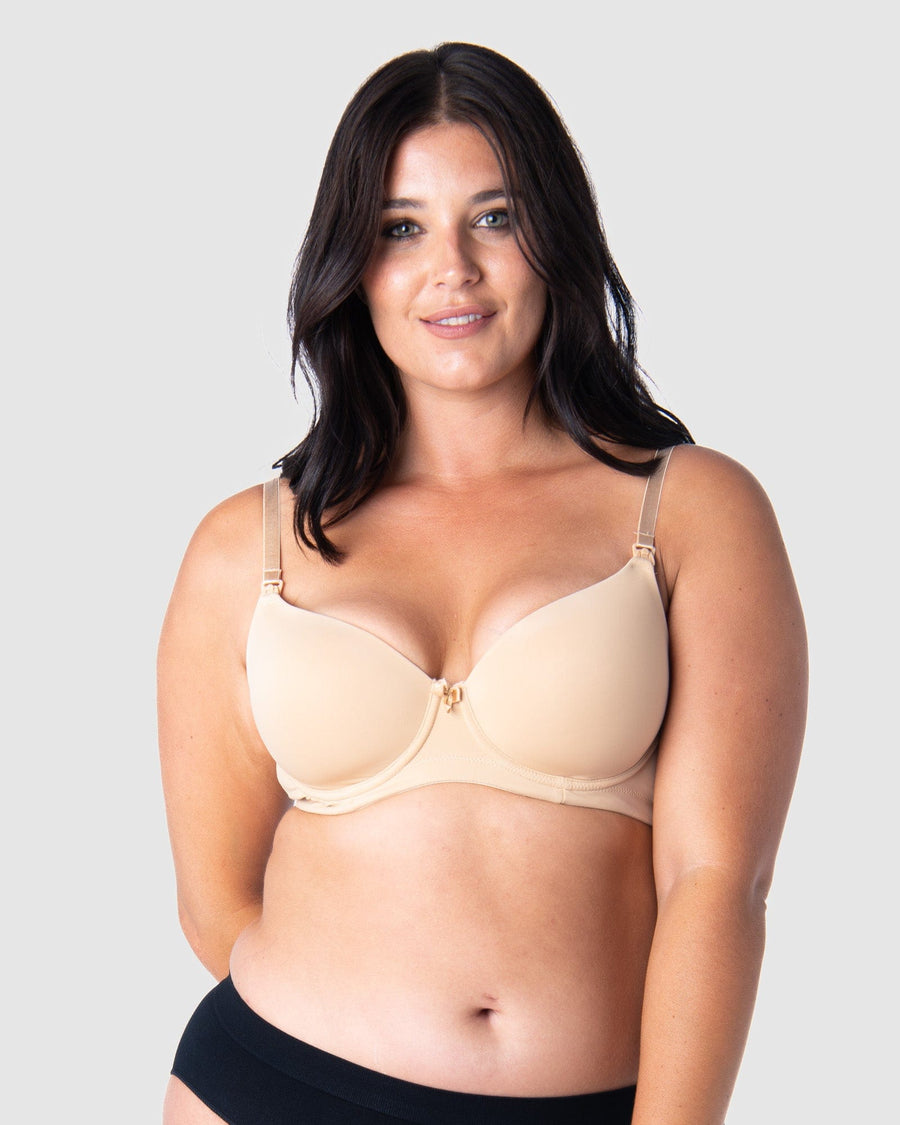 Olivia, elegantly wearing 14/36C in the Hotmilk Forever Yours Frappe maternity and nursing contour bra by Hotmilk , beautifully uplifting and enhancing her cleavage for a flattering look