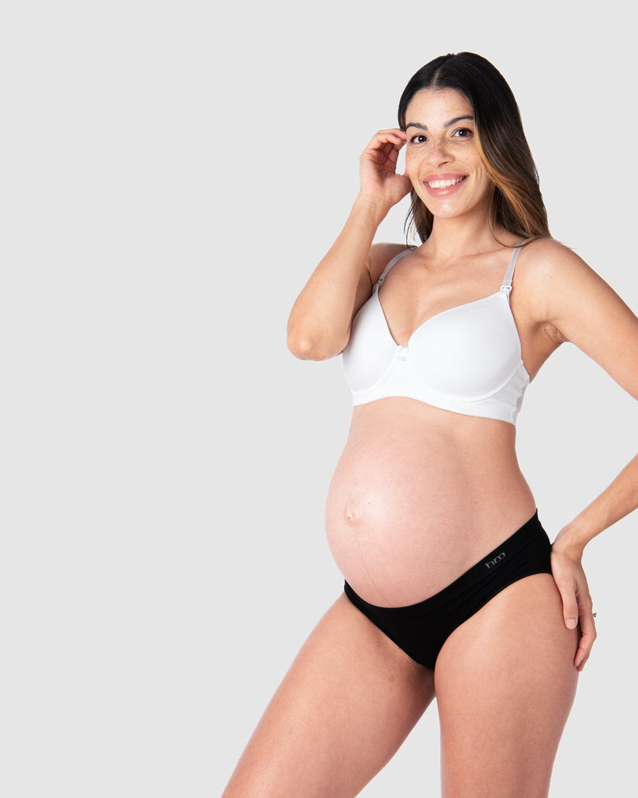 Kami, mother of 2 and expecting, embraces comfort and style in Hotmilk Lingerie's best-selling nursing t-shirt bra, Forever Yours. Experience a seamless silhouette under clothing for pregnancy and nursing