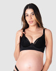 Captivating and glamorous plunging maternity and nursing bra accentuates Kami, mother of 2, as an individual. Hotmilk Lingerie crafts nursing and maternity bras that embrace your unique journey