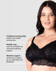 HEROINE BRALETTE BLACK MULTIFIT NURSING BRA - WIREFREE