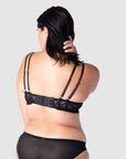 Experience the Elegance and Functionality of Hotmilk Lingerie's Heroine Plunge Flexiwire Maternity and Nursing Bra from the Back View. With Twin Strap Support and a Stylish Design, this Bra Offers Support and Flair. Enjoy 6 Rows of Adjustable Hooks for Maximum Flexibility Throughout Pregnancy and Postpartum