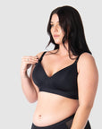 HOTMILK COM INFINITE BLACK T-SHIRT NURSING MATERNITY BREASTFEEDING BRA - WIREFREE