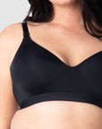 HOTMILK COM INFINITE BLACK T-SHIRT NURSING MATERNITY BREASTFEEDING BRA - WIREFREE