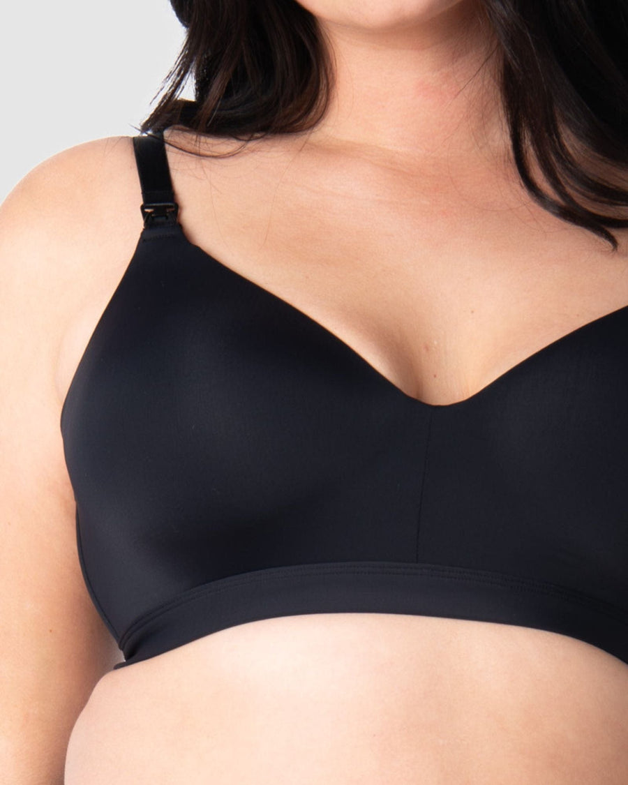 HOTMILK COM INFINITE BLACK T-SHIRT NURSING MATERNITY BREASTFEEDING BRA - WIREFREE