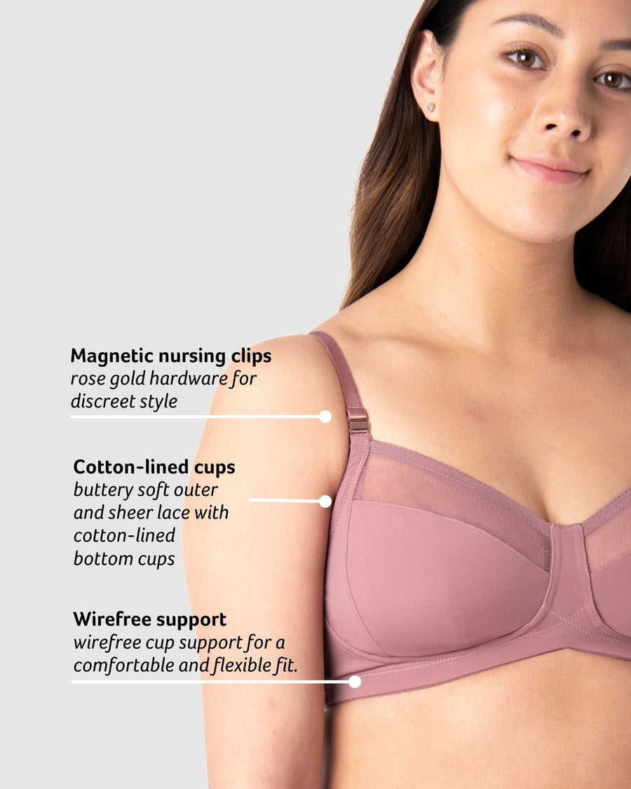 LUNAR ECLIPSE ANTIQUE ROSE NURSING BRA - WIREFREE