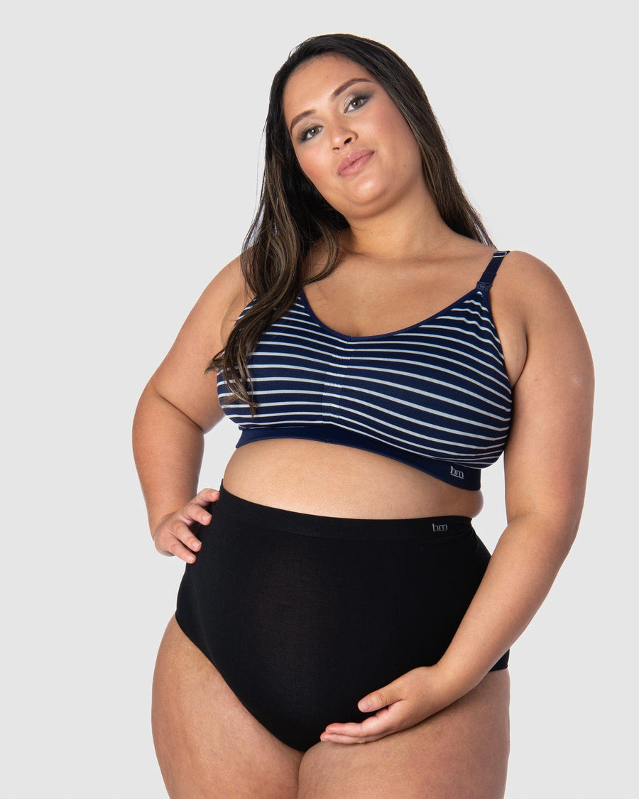 HOTMILK US MY NECESSITY NAVY STRIPE MULTIFIT FULL CUP MATERNITY AND NURSING WIREFREE