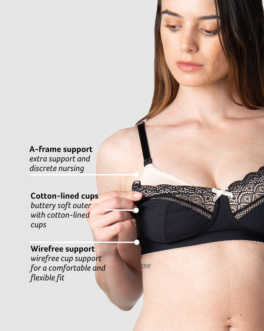 SHOW OFF BLACK NURSING BRA - WIREFREE