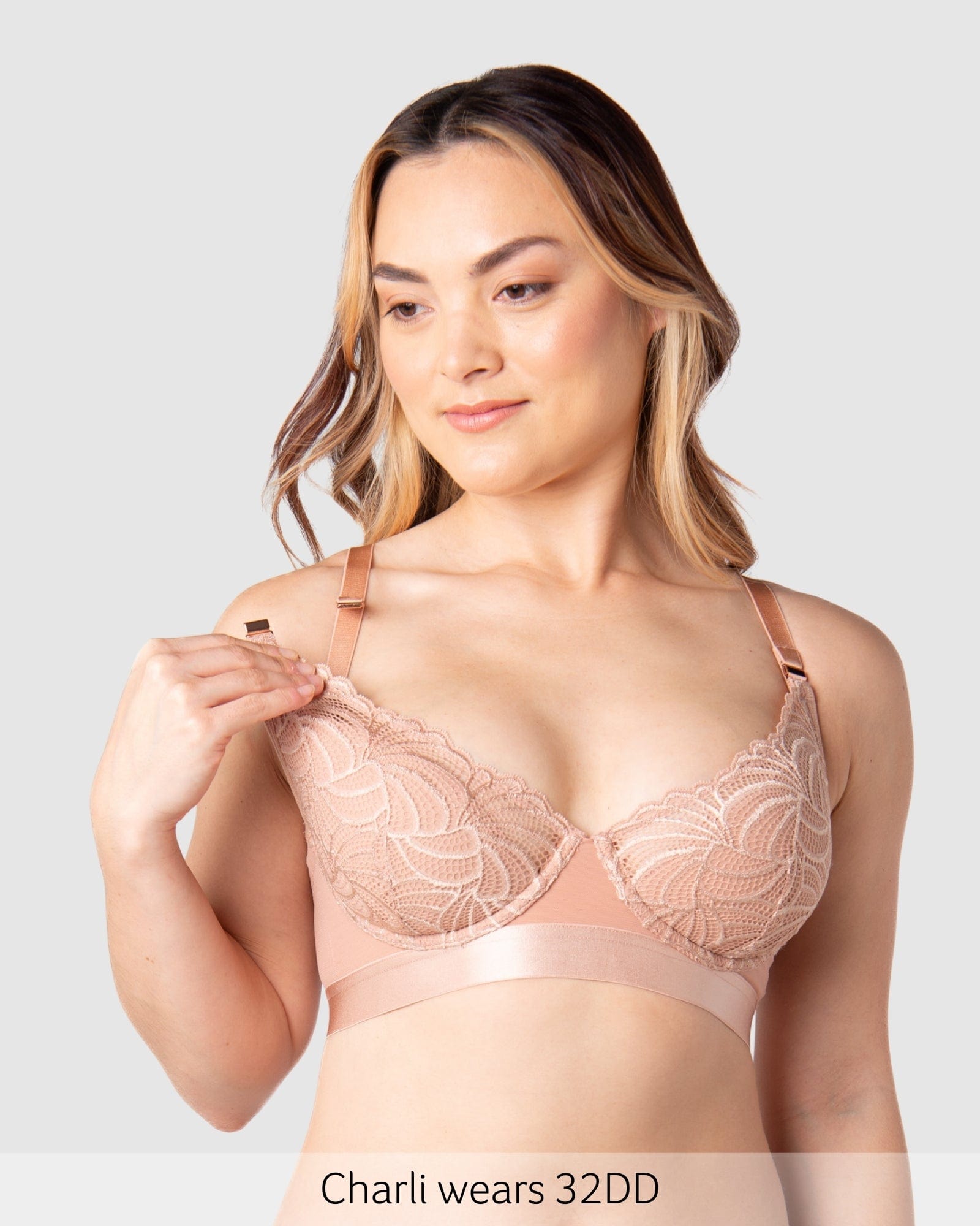 Nursing Clip of Warrior Plunge Nursing Bra - Bronze