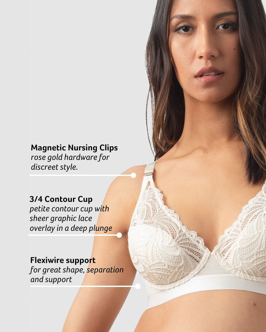 WARRIOR PLUNGE IVORY CONTOUR NURSING BRA - Hotmilk Lingerie