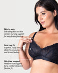 WARRIOR SOFT CUP BLACK MULTIFIT NURSING BRA - WIREFREE