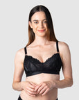 Meet Emily, mama of 1, embracing the Warrior Soft Cup Black wirefree nursing and maternity bra. Engineered with multifit cups to accommodate the changing contours of the body during maternity and postpartum, this Hotmilk Lingerie NZ creation draws on over 18 years of expertise. Experience the perfect blend of comfort and support tailored to enrich your breastfeeding journey