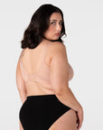 Hotmilk Caress FlexFit Nursing Bra in Cashmere Busty – back view showing 6-hook closure and smoothing side wings, medium support wirefree nursing bra for larger busts