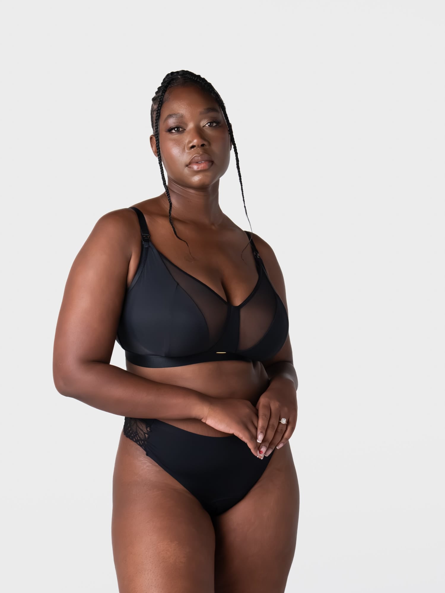 Flawless Full Cup Plunge Nursing Bra - Black