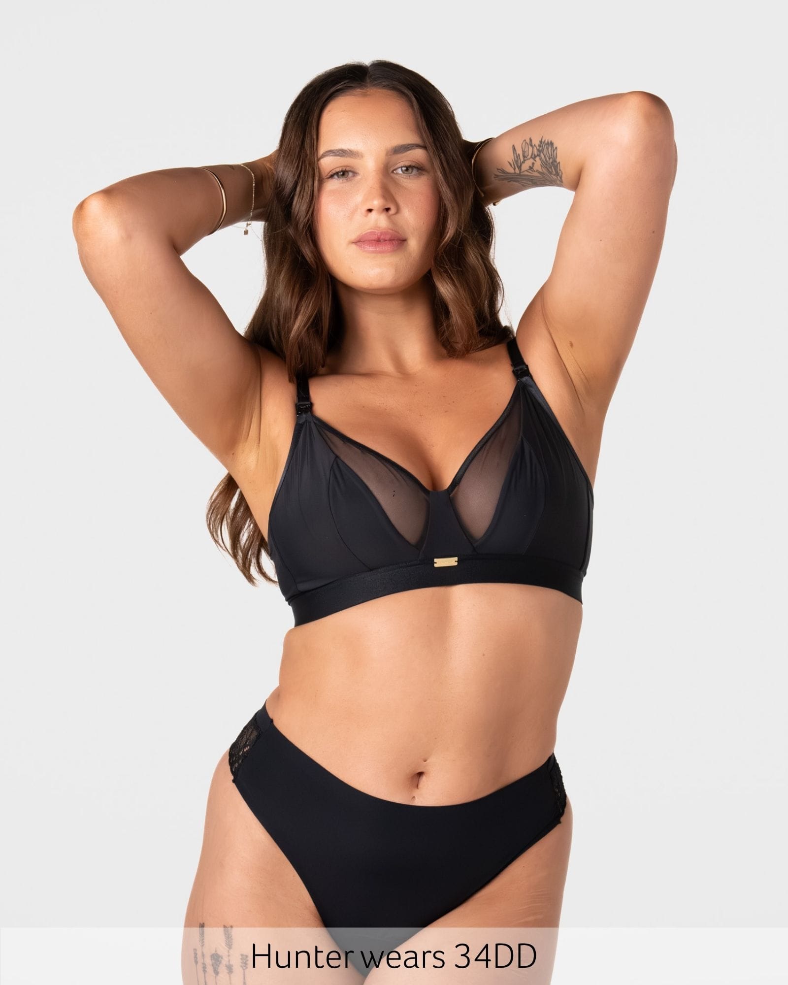 Flawless Full Cup Plunge Nursing Bra Black - Lifestyle View - Maternity &amp; Breastfeeding Full Cup Bra - Hotmilk Lingerie